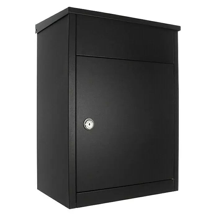 Rottner Paketbox Parcel Keeper - L x B x H: 25 x 38 x 53 cm, Schwarz, Edelstahl, Paketfach - Diagonale Ansicht