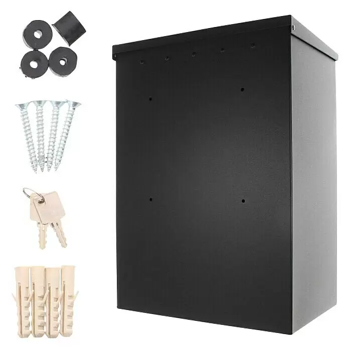 Rottner Paketbox Parcel Keeper - L x B x H: 25 x 38 x 53 cm, Schwarz, Edelstahl, Paketfach - Diagonale Ansicht