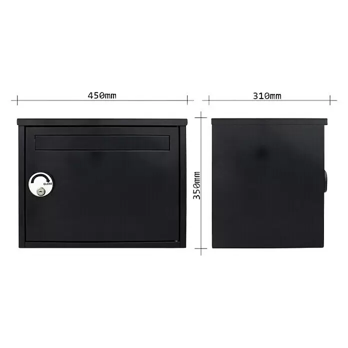 Rottner Paketbox Parcel Keeper - L x B x H: 31 x 45 x 35 cm, Schwarz, Edelstahl, Paketfach - Vorderansicht