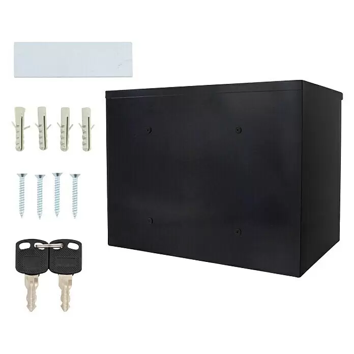 Rottner Paketbox Parcel Keeper - L x B x H: 31 x 45 x 35 cm, Schwarz, Edelstahl, Paketfach - Diagonale Ansicht