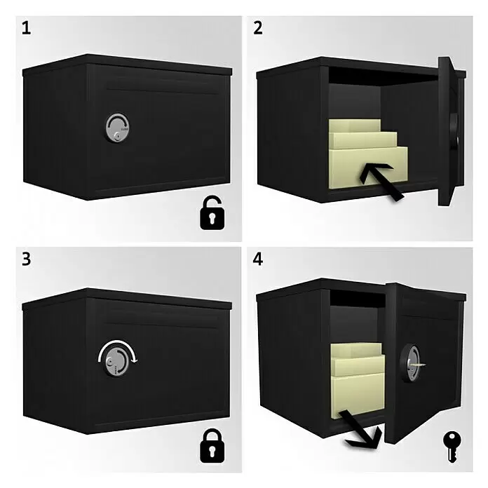 Rottner Paketbox Parcel Keeper - L x B x H: 31 x 45 x 35 cm, Schwarz, Edelstahl, Paketfach - Diagonale Ansicht