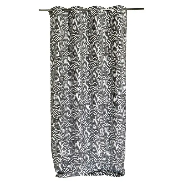 Cortina con ollaos Odín cebra - An x Al: 140 x 270 cm, Gris - Cortina con estampado de cebra con ojales plateados en una barra, ofreciendo una decoración elegante para la ventana.