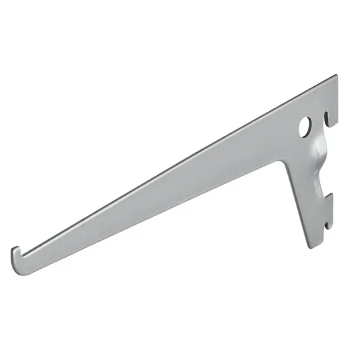 Dolle Regalträger - Länge: 20 cm, Belastbarkeit: 55 kg, Grau - Metallregalträger in Silber. Der Regalträger verfügt über einen Haken zum Einhängen und ein Loch zur zusätzlichen Befestigung.