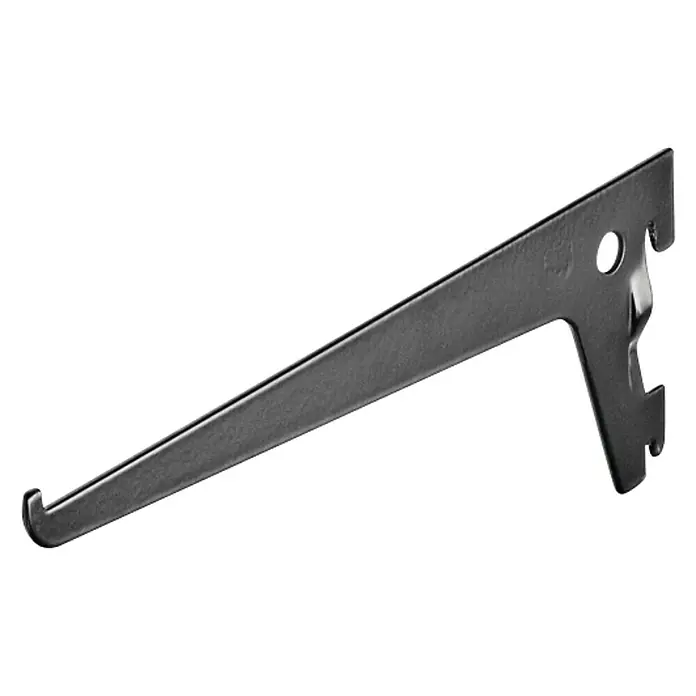 Dolle Soporte de estanterías simple - Largo: 20 cm, Carga soportada: 55 kg, Negro - Soporte metálico para estantes para montaje en pared para asegurar estanterías y crear soluciones de almacenamiento.