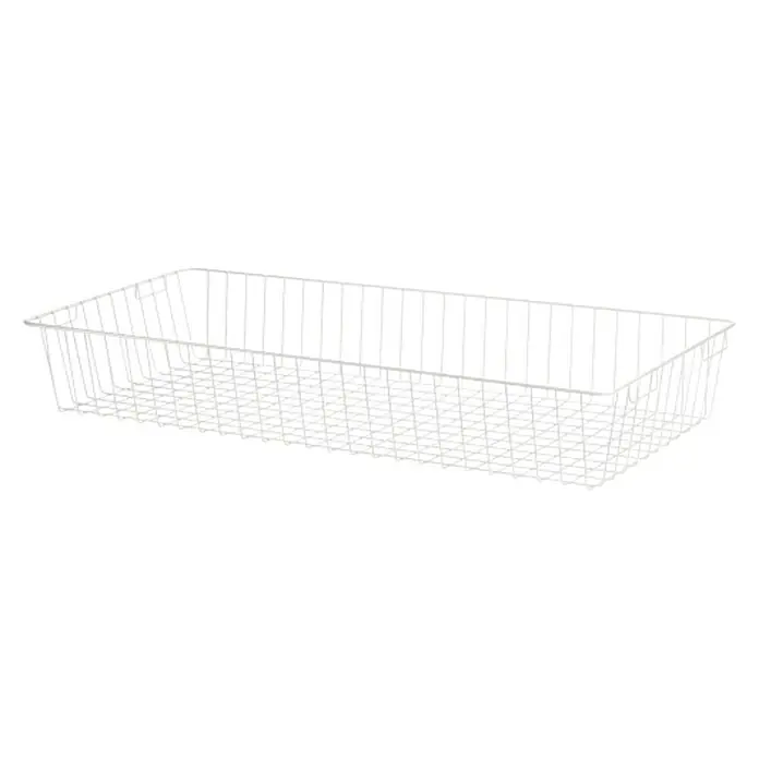 Dolle Walk In Cesta de rejilla - L x An x Al: 41 x 79,5 x 12 cm, Blanco - Vista superior de una cesta de alambre blanca rectangular. La cesta está vacía y parece apta para el almacenamiento.