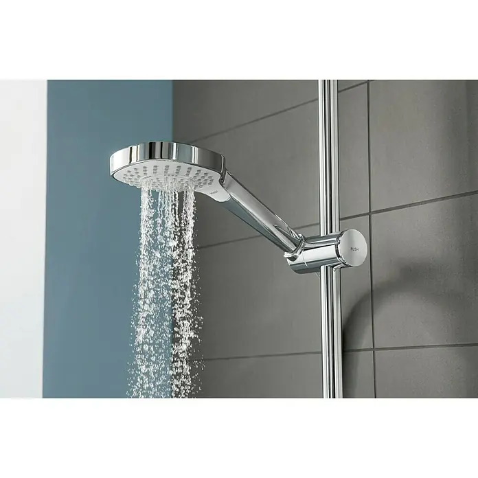 Hansgrohe Croma E Duschsystem Showerpipe 280 1jet Varia - Mit Thermostatarmatur, Lochabstand: 80 cm - 90 cm, Anzahl Strahlarten: 4 Stk., Chrom - Brausestangenset mit verstellbarer Handbrause und Wasseraustritt für ein entspannendes Duscherlebnis. Moderne Optik für jedes Badezimmer.