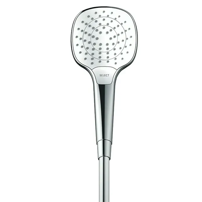 Hansgrohe Croma E Duschsystem Showerpipe 280 1jet Varia - Mit Thermostatarmatur, Lochabstand: 80 cm - 90 cm, Anzahl Strahlarten: 4 Stk., Chrom - Moderne Handbrause mit "Select"-Funktion. Die verchromte Brause bietet verschiedene Strahlarten für ein entspannendes Duscherlebnis.