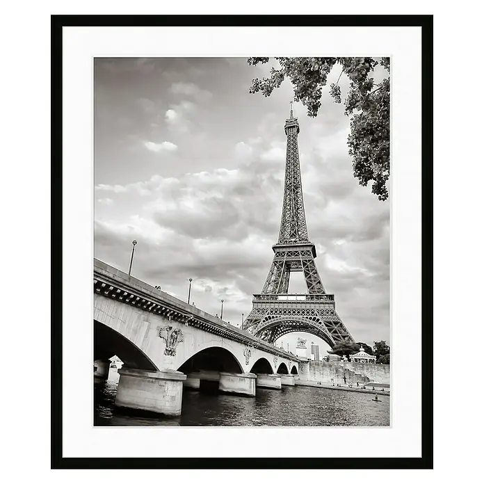 Nielsen Holzrahmen Apollo - 50 x 60 cm, Schwarz - Elegante Schwarzweiß-Fotografie des Eiffelturms in Paris, gerahmt und bereit zur Aufwertung Ihrer Raumgestaltung. Zeitlose Eleganz.