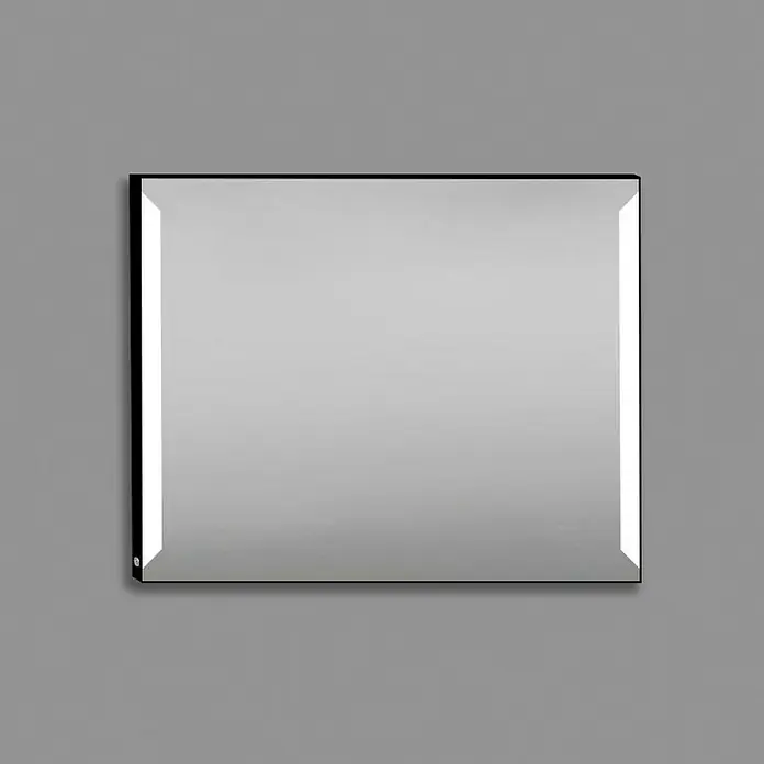Camargue Espejo con luz Daphne - 100 x 80 cm, Negro - Espejo rectangular con marco negro e iluminación LED en los lados, ideal para un diseño de baño moderno y elegante.