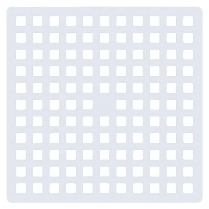 Diaqua Antirutschmatte Square - L x B: 53 x 53 cm, PVC, Transparent - Quadratisches, weißes Lochmuster mit regelmäßigen, schwarzen Quadraten und abgerundeten Ecken, ideal für Bastelprojekte und Dekorationen.