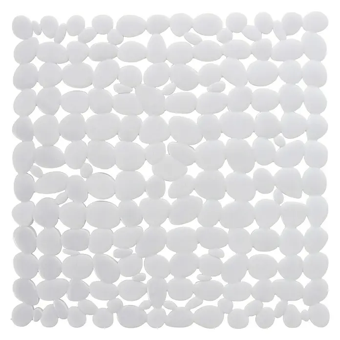 Diaqua Antirutschmatte Sasso - 53 x 53 cm, PVC, Weiß - Hier ist eine quadratische, weiße Badematte mit einem Kieselmuster, die eine rutschfeste und dekorative Ergänzung für jedes Badezimmer darstellt.