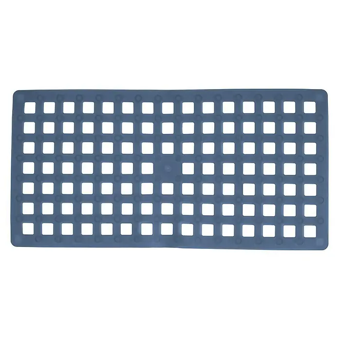 Diaqua Antirutschmatte Square - 69,5 x 34,5 cm, PVC, Indigo - Graue Badewannenmatte mit quadratischen Löchern und runden Füßen für sicheren Halt und Komfort beim Duschen.