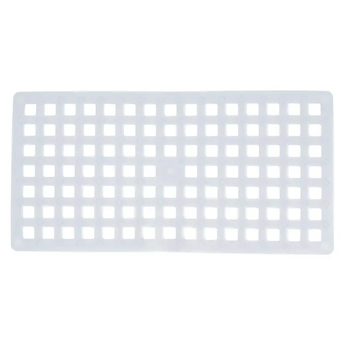 Diaqua Antirutschmatte Square - 69,5 x 34,5 cm, PVC, Transparent - Ein weißes, rechteckiges Bastelgitter mit vielen quadratischen Löchern, ideal für kreative DIY-Projekte und Handarbeiten.