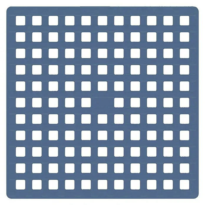 Diaqua Antirutschmatte Square - L x B: 53 x 53 cm, PVC, Indigo - Abgebildet ist ein rechteckiges, blaues Silikon-Dampfgar-Sieb mit quadratischen Löchern, das vielseitig in der Küche einsetzbar ist.