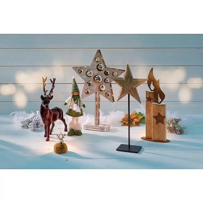 Dekoblüten Weihnachtsstern mit Clip - Durchmesser: 18 cm, Kunststoff, Gold, Christrose - Stimmungsaufnahme