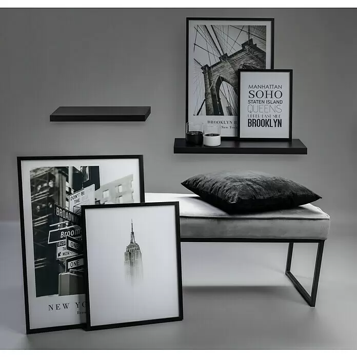 Regalux Wandboard XL4 - L x B x H: 23,5 x 80 x 3,8 cm, Schwarz, Belastbarkeit: 12 kg - Stimmungsaufnahme