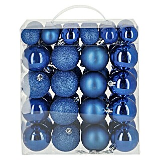 Weihnachtskugeln (Blau, Kunststoff, Durchmesser: 4 cm - 6 cm, 50 Stk.)