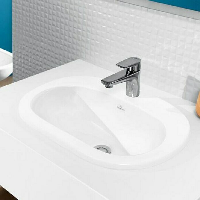 Villeroy & Boch O.novo Einbauwaschbecken (56 x 40,5 cm, Mit schmutzabweisender Glasur, Mit Überlaufloch, Keramik, Weiß)