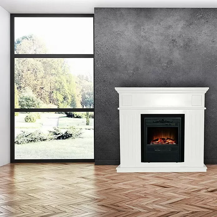 Elektrischer Kamin - Weiß/Schwarz, L x B x H: 26 x 109 x 100 cm - Stimmungsaufnahme
