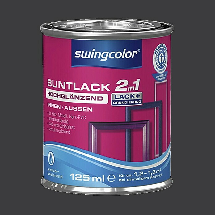swingcolor Pisani lak  (Črna, 125 ml, Visoki sijaj) | 5961 - Acryl Hochglanzlacke farbig | HADL - Lacke | HAD - Farben | HA - Farben | H - Innendeko/Farben | BAUHAUS