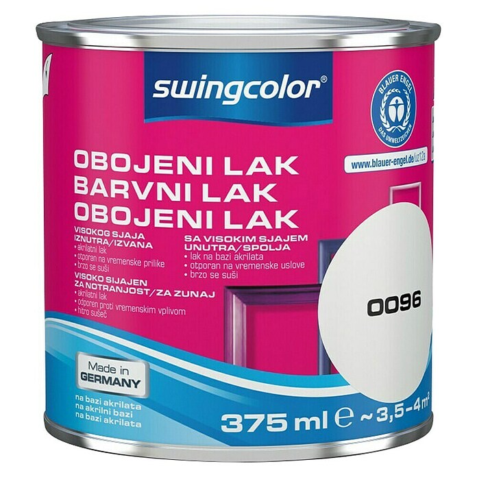 swingcolor Pisani lak  (Bela, 375 ml, Svilnati sijaj) | 5961 - Acryl Hochglanzlacke farbig | HADL - Lacke | HAD - Farben | HA - Farben | H - Innendeko/Farben | BAUHAUS