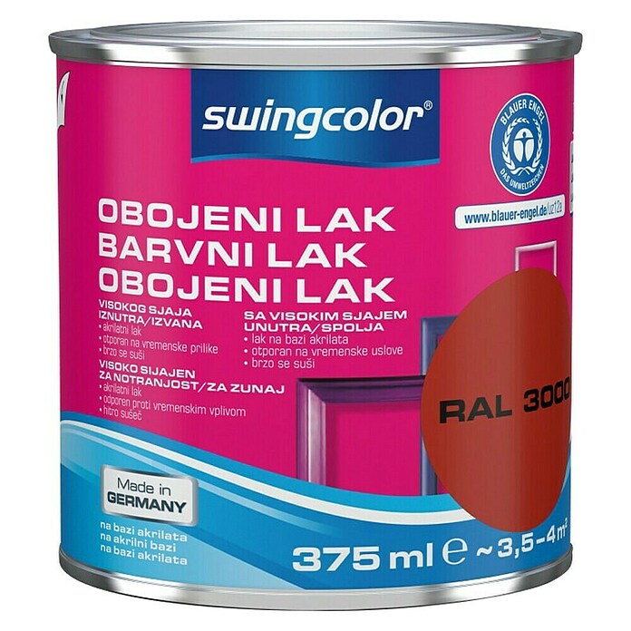 swingcolor Pisani lak  (Barva: Rdeča, 375 ml) | 5961 - Acryl Hochglanzlacke farbig | HADL - Lacke | HAD - Farben | HA - Farben | H - Innendeko/Farben | BAUHAUS