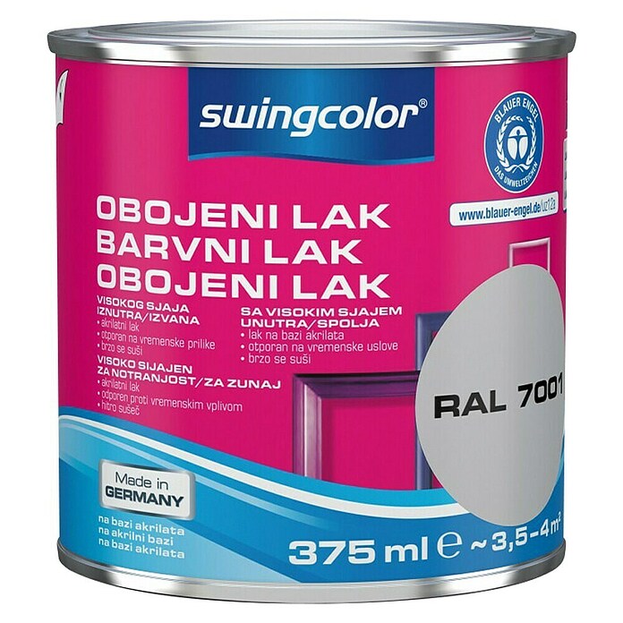 swingcolor Pisani lak  (Srebno siva, 375 ml, Visoki sijaj) | 5961 - Acryl Hochglanzlacke farbig | HADL - Lacke | HAD - Farben | HA - Farben | H - Innendeko/Farben | BAUHAUS