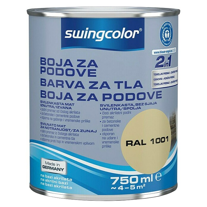 swingcolor Barva za tla  (Bež, 750 ml, Svileni mat) | 5996 - Acryl- Fussbodenfarben | HADO - Bodenbeschichtungen | HAD - Farben | HA - Farben | H - Innendeko/Farben | BAUHAUS