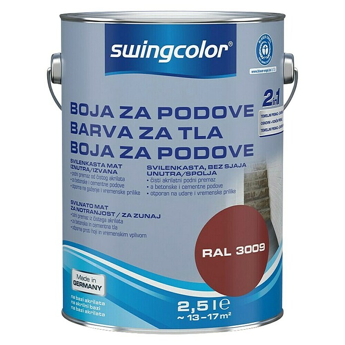 swingcolor Barva za tla  (Oksidno rdeča, 2,5 l) | 5996 - Acryl- Fussbodenfarben | HADO - Bodenbeschichtungen | HAD - Farben | HA - Farben | H - Innendeko/Farben | BAUHAUS