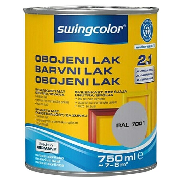 swingcolor Pisani lak  (Akrilni lak, Srebrno siva, 750 ml, Svileni mat) | 5962 - Acryl Seidenmattlacke farbig | HADL - Lacke | HAD - Farben | HA - Farben | H - Innendeko/Farben | BAUHAUS
