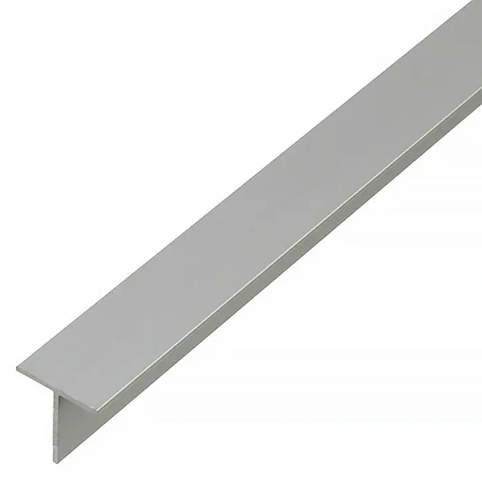 Stabilit Perfil en T - 2.000 x 15 x 15 mm, Espesor: 1,5 mm, Plateado - Perfil de aluminio en forma de T, ideal para acabados de bordes y transiciones. El perfil ofrece un aspecto limpio y moderno y protege contra daños.