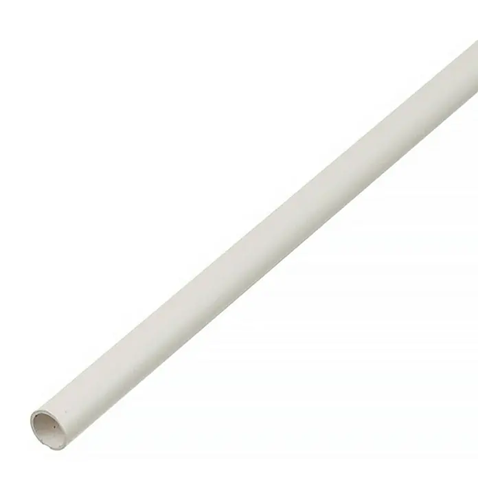 Stabilit Tubo redondo - Ø x L: 12 x 1.000 mm, 1 mm, Plástico - Toma de un tubo de PVC blanco sobre un fondo neutro, adecuado para fontanería o aplicaciones de construcción.