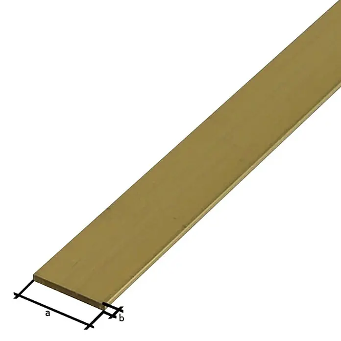 Stabilit Perfil plano - Espesor: 2 mm, Metal, Oro - Primer plano de un rodapié dorado con clips de fijación, ideal para acabados de suelo elegantes y fácil instalación.