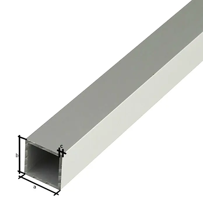 Stabilit Tubo de forma cuadrada - 1.000 x 30 x 30 mm, Espesor: 2 mm, Acero gris - Perfil de aluminio cuadrado plateado. El perfil de aluminio es un material versátil para construcciones y aplicaciones.
