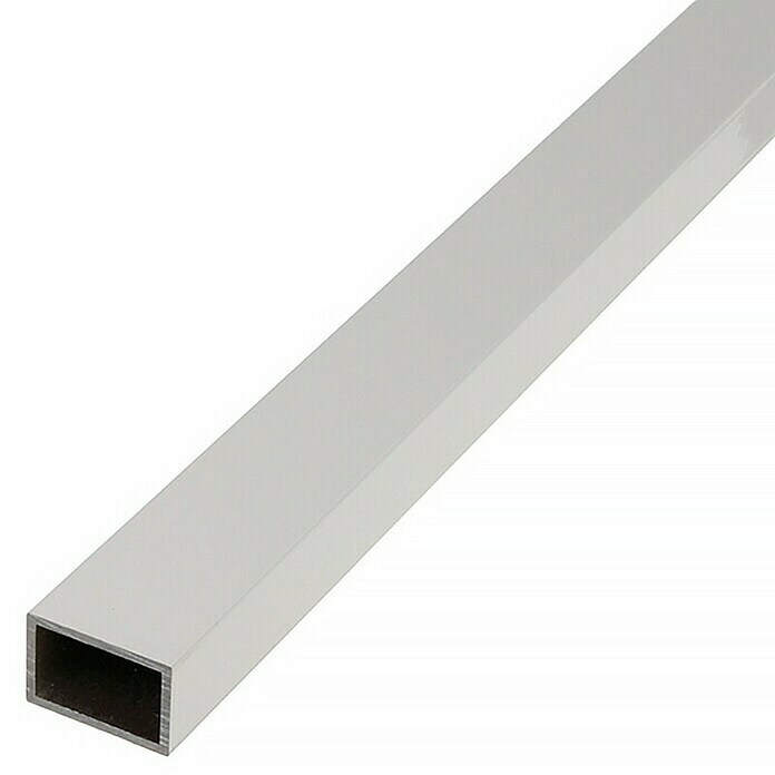Stabilit Tubo de forma cuadrada (L x An x Al: 2.000 x 50 x 20 mm, Aluminio, Plateado, Anodizado)