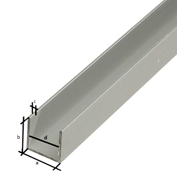 Stabilit U-Profil (L x B x H: 1.000 x 20 x 10 mm, Stärke: 1,5 mm, Aluminium, Eloxiert)