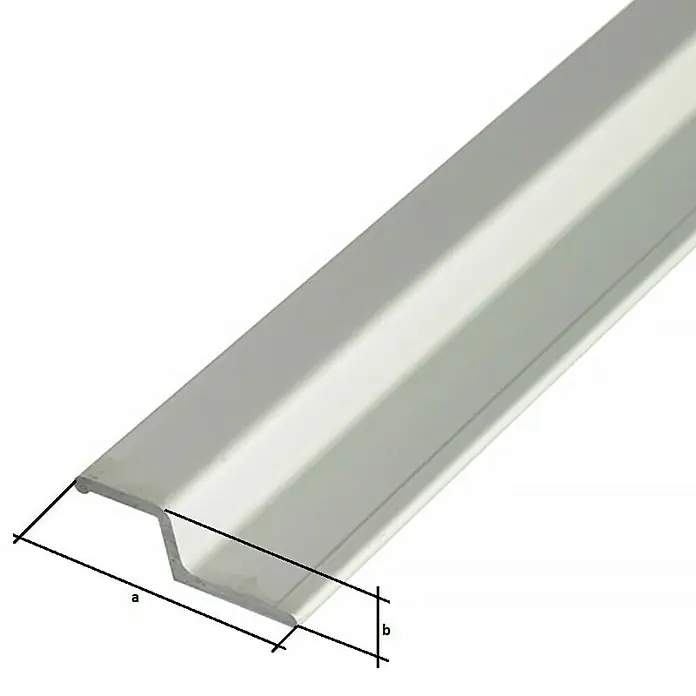 Stabilit Perfil en Z - 2.000 x 40 x 13 mm, Espesor: 2 mm, Gris - Tira de perfil con puntos de medición a y b. La tira es de color gris claro y tiene una forma especial para diversas aplicaciones.