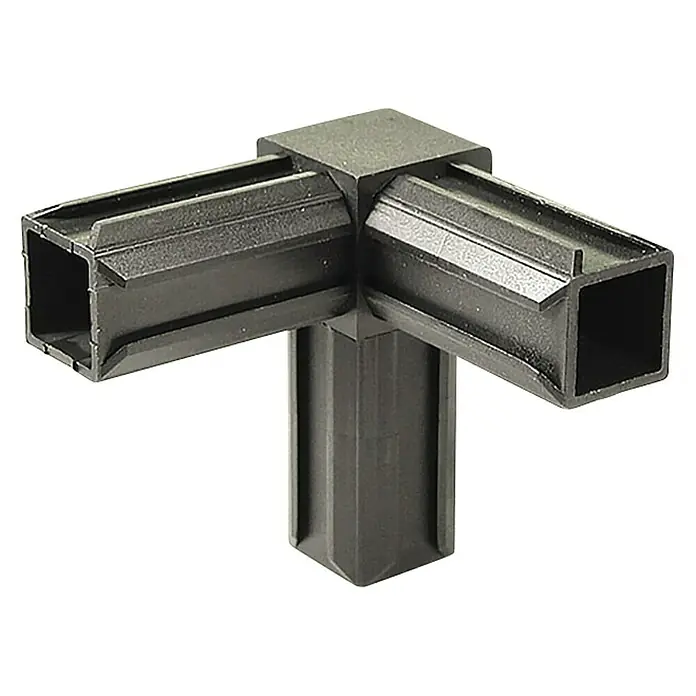 Stabilit Perfil de acoplamiento 426347 - L x An x Es: 20 x 20 x 1,5 mm, Plástico, Negro - Conector de esquina negro para tubos cuadrados, ideal para la construcción de muebles y diversas estructuras. Diseño robusto que asegura uniones estables.