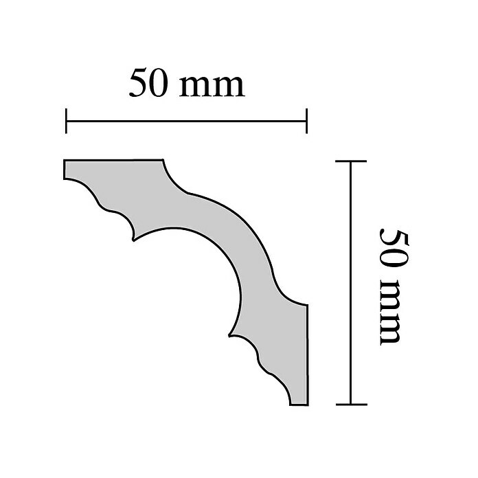 Decosa Ukrasna lajsna od stiropora (2 m x 50 mm x 50 mm, Polistirol XPS)
