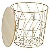 Mesa auxiliar (Ø x Al: 34 x 34,5 cm, Tablero de fibra de madera de densidad media (MDF), Dorado)