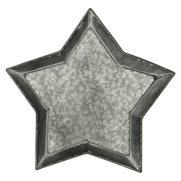 Schale Stern - M, Schwarz/Grau, Metall - Metallstern-Dekoschale. Die Schale ist in Form eines Sterns und aus grauem Metall mit einer gehämmerten Textur. Ideal als Deko für Ihr Zuhause.