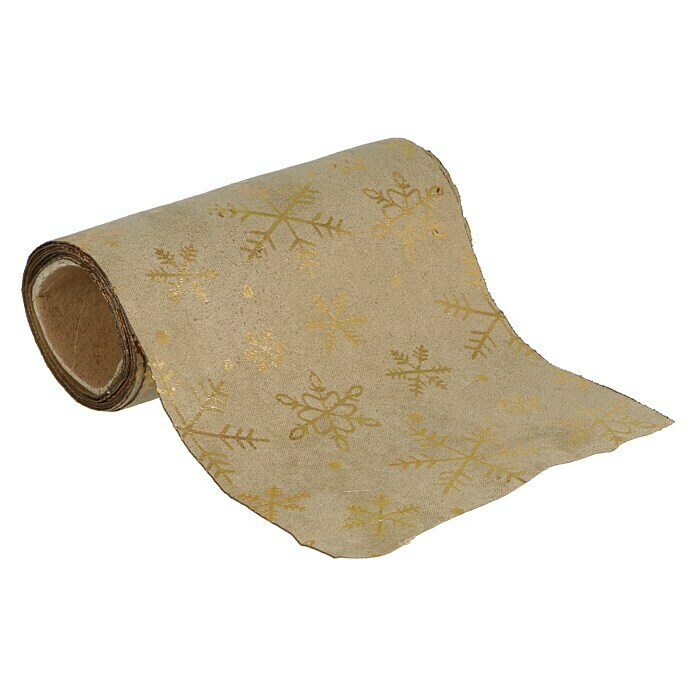 Dekostoff (Braun/Gold, 300 x 12 cm, 100 % Polyester)
