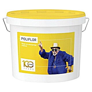 Boja za zid Poliflor (Bijele boje, Mat, 5 l)