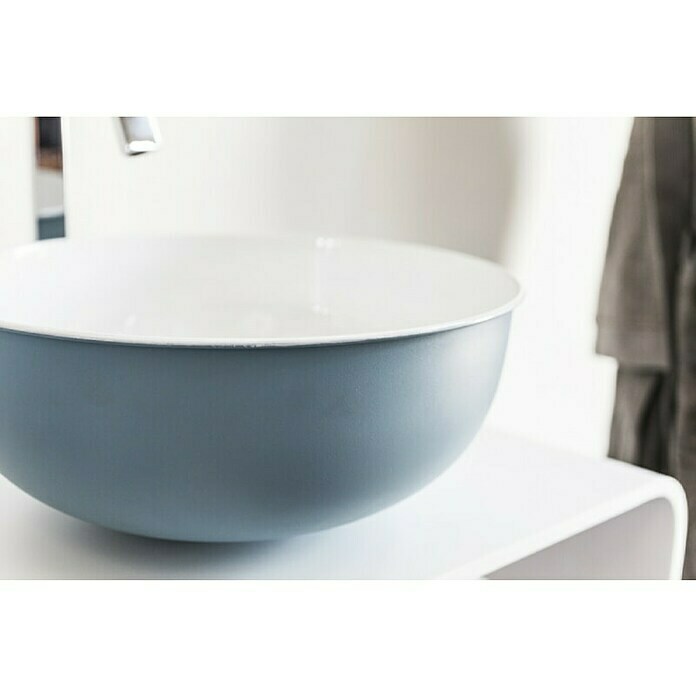 Cipì Nasadni okrugli umivaonik (Promjer: 39 cm, Metal, Plava boja neba / bijela)