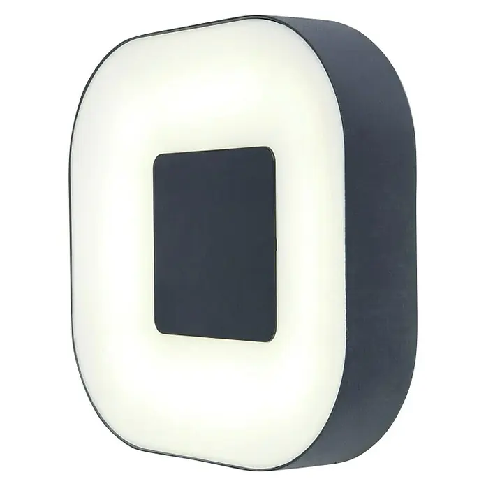 Lutec Aplique exterior LED Ublo Cuadrado - 7,5 W, 4,5 x 16,3 x 16,3 cm, Gris plata, Opal, IP54 - Moderna lámpara de pared LED en forma rectangular redondeada con elemento cuadrado central para una iluminación elegante.