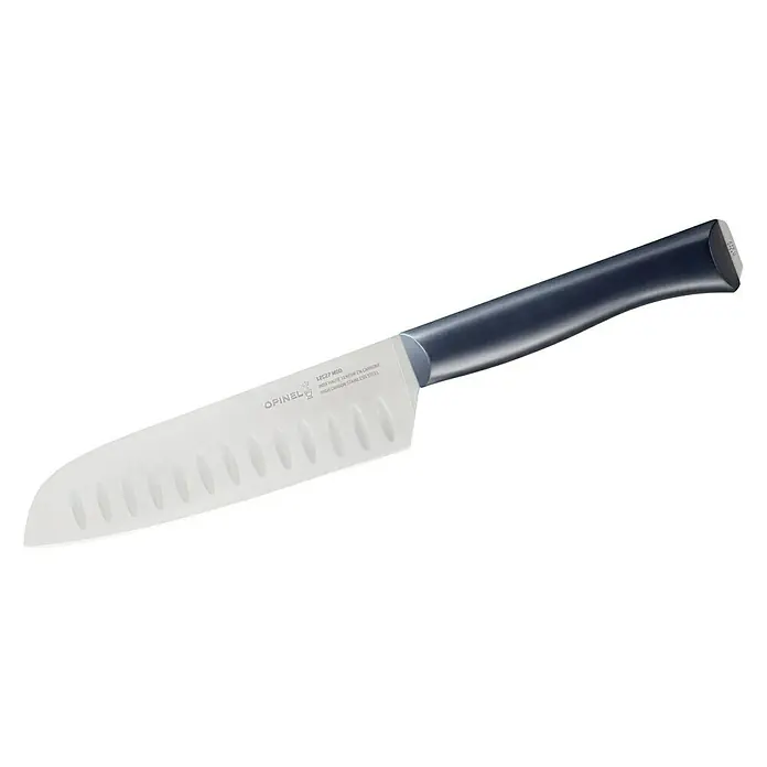 Opinel Intempora II Santokumesser - Klingenlänge: 170 mm, Blau - Ein Santokumesser der Marke Opinel mit einer Klinge aus rostfreiem Edelstahl und einem ergonomischen Griff.