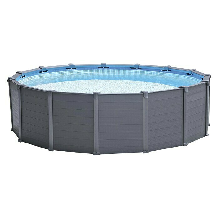 Intex Frame-Pool-Set GraphiteØ x H: 478 x 124 cm, 16.805 l, Anthrazit Front View