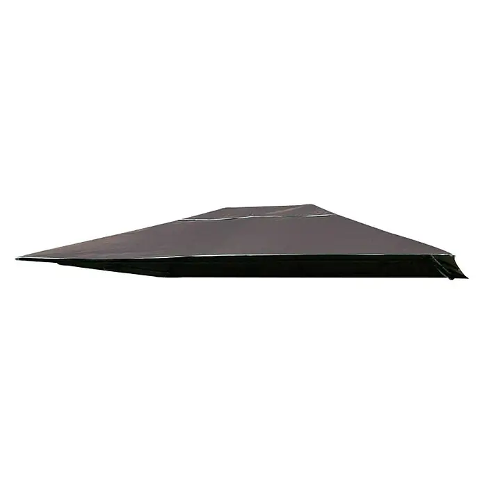 Sunfun Techo de repuesto Barbados I - Específico para: Carpa poligonal Sunfun Barbados I - Primer plano del toldo del cenador gris oscuro con borde blanco, que proporciona sombra y protección contra los elementos.