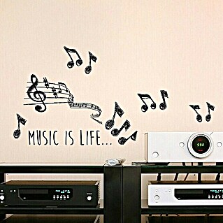 Okrasna nalepka Music is life (68 x 48 cm)