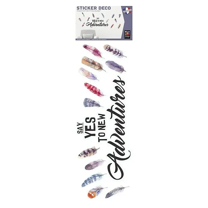 Vinilo de pared Say Yes - Plástico - Adhesivo de pared "Di sí a nuevas aventuras" con plumas, diseñado y fabricado en Francia por Plage, para una decoración inspiradora.